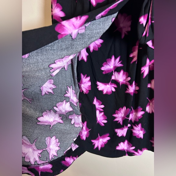 NWT Ava & Viv Woman Wrap Dress Black With Fusica Purple/Pink Floral Size XXL - Picture 8 of 13